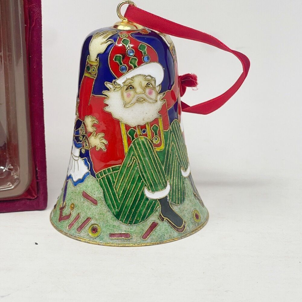 Dillard's Collectible Cloisonné Bell 2006 Christmas Ornament Santa Claus St Nick - Picture 2 of 7